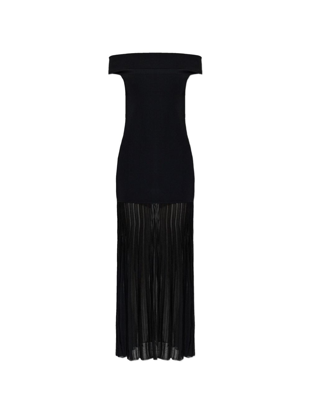 Abito maxi off-shoulder in viscosa con frange MS683HGBFD 001 MICHAEL KORS