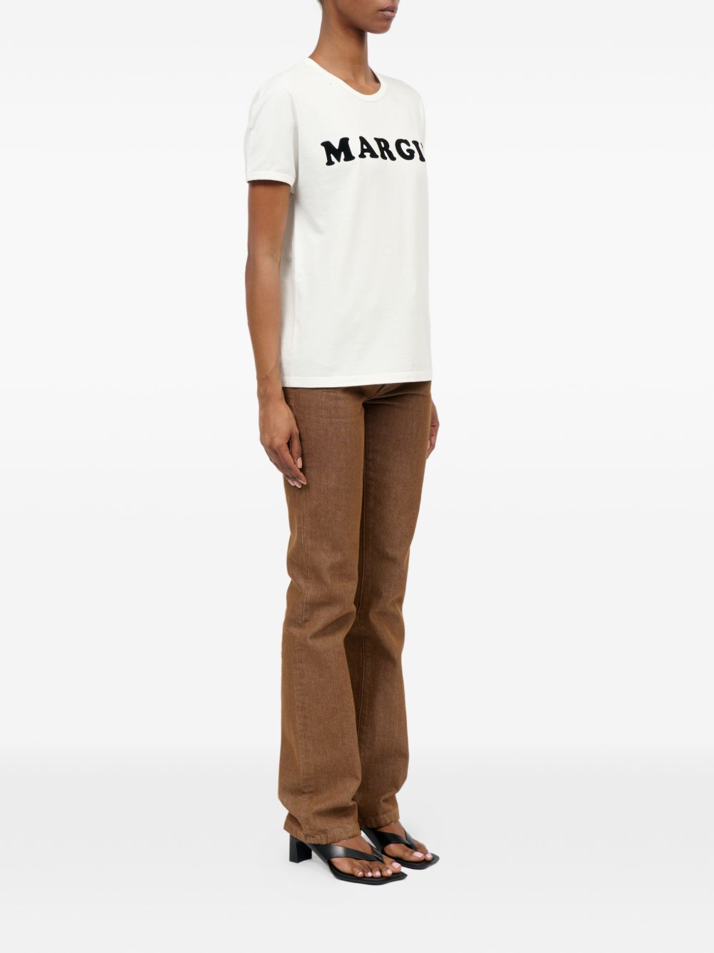 T-shirt in cotone con stampa logo S62GD0212M20108 101 MM6 MAISON MARGIELA