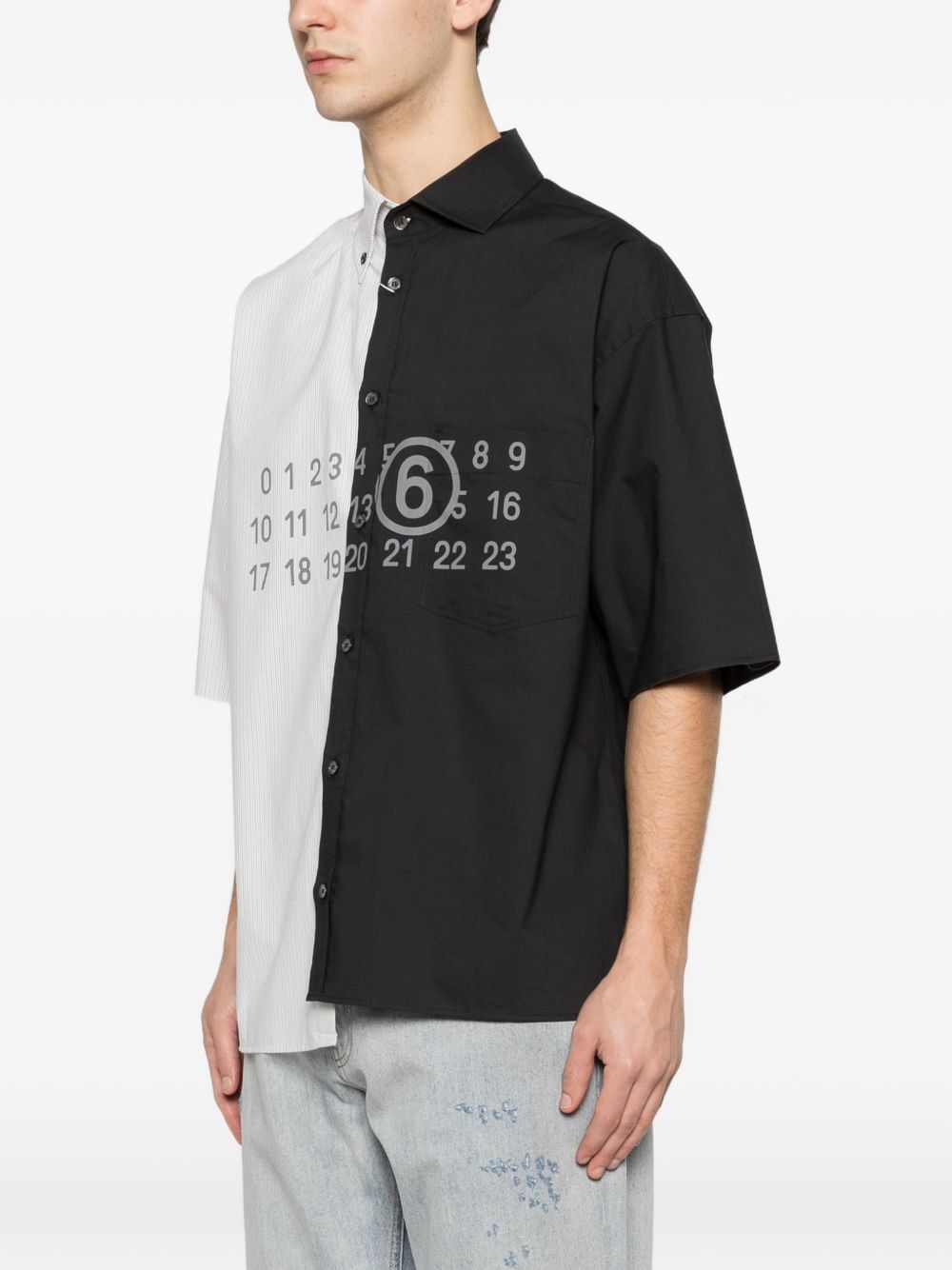 Camicia in cotone a pannelli con stampa numerica SH0DR0007MTN136 961 MM6 MAISON MARGIELA