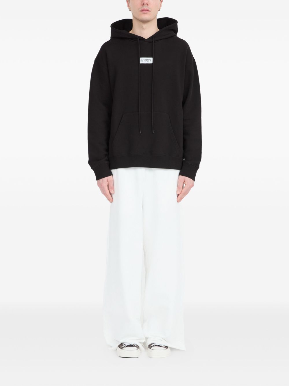 Felpa con cappuccio e patch logo SH0GU0033M25025 900 MM6 MAISON MARGIELA