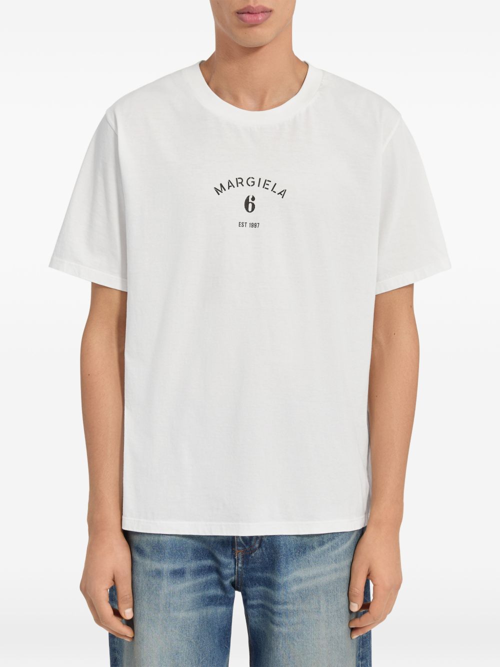 T-shirt in cotone girocollo SH2GC0038M20048 101 MM6 MAISON MARGIELA