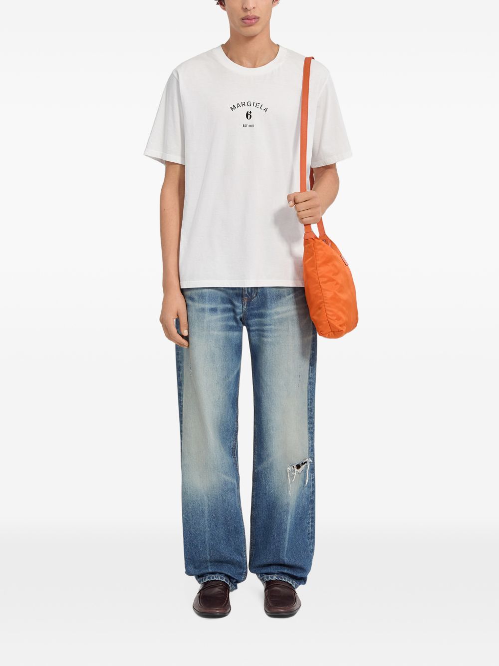 T-shirt in cotone girocollo SH2GC0038M20048 101 MM6 MAISON MARGIELA