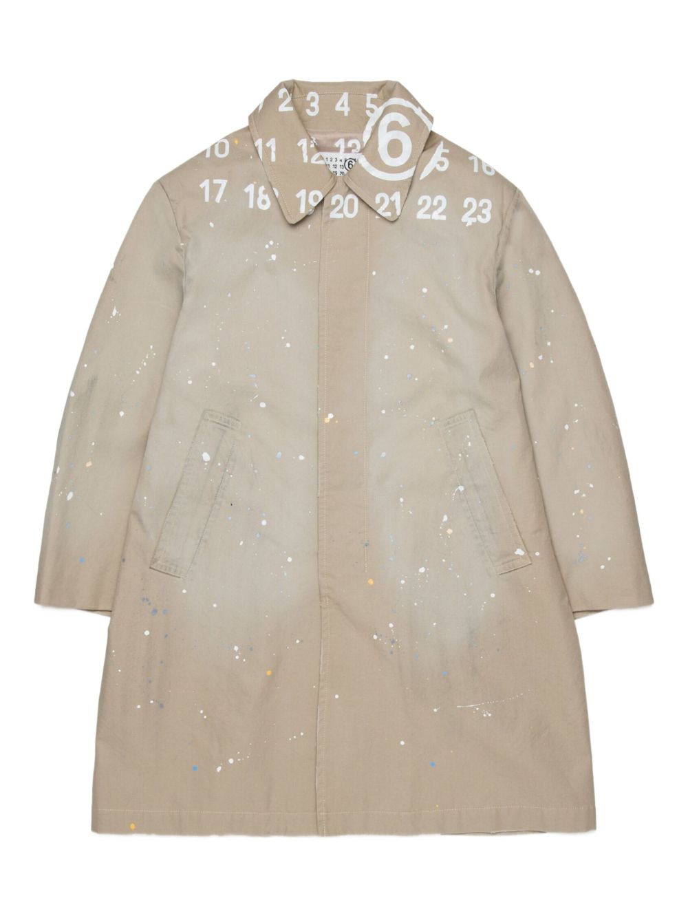 Trench in cotone con effetto paint splatter M60928MM07B M6709 MM6 MAISON MARGIELA KIDS