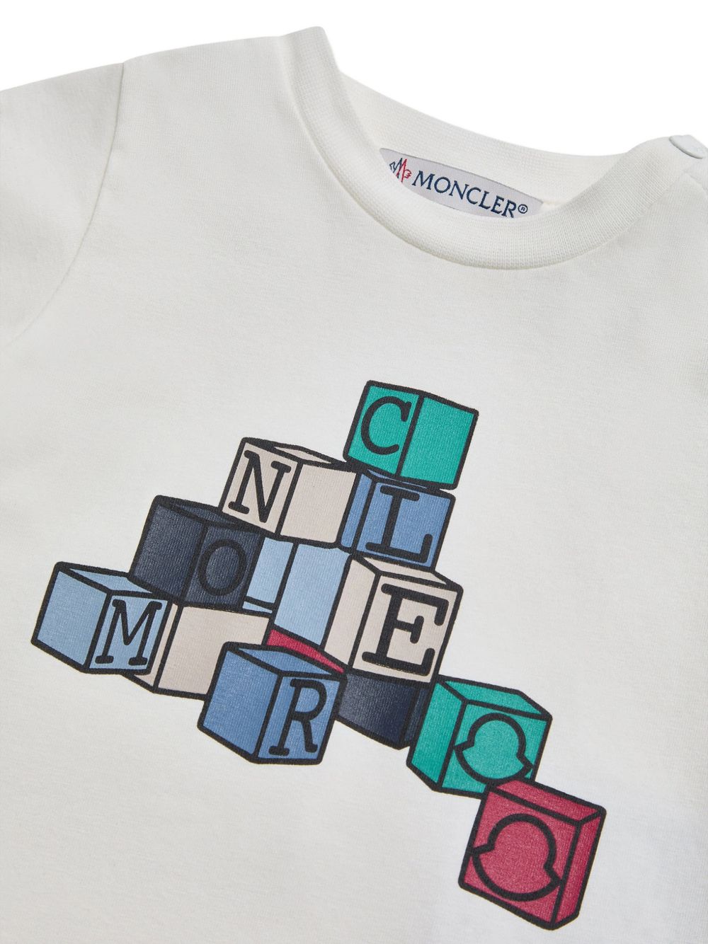 T-shirt in cotone con stampa cubi colorati L19518C0000389AUM 034 MONCLER KIDS