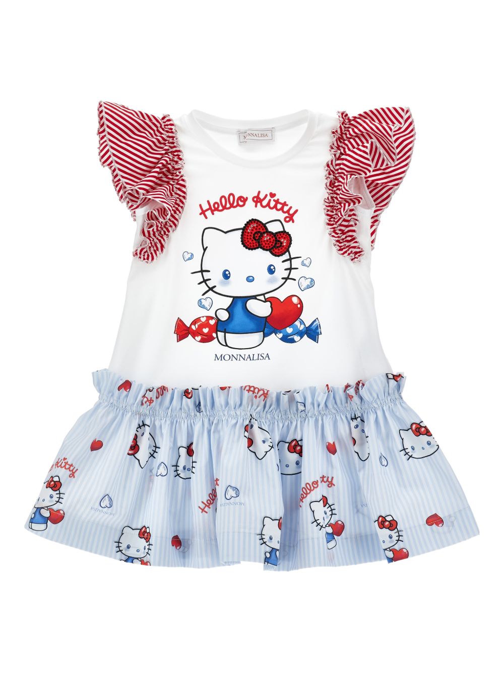 Abito Hello Kitty con balze e stampa 11G9177201 0099 MONNALISA KIDS