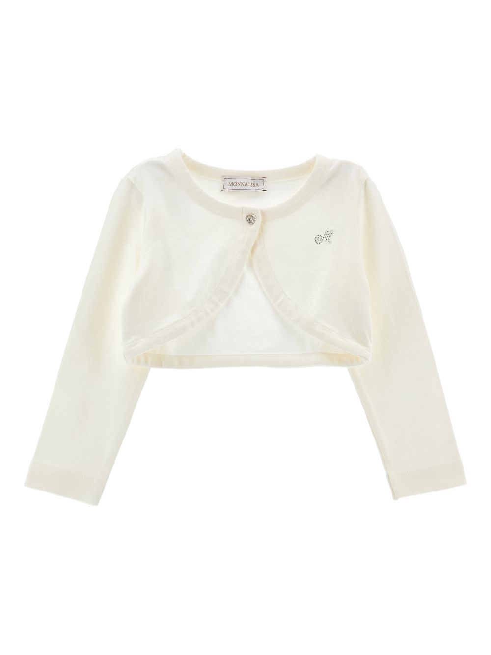 Cardigan panna con bottone gioiello 17G8027204 0001 MONNALISA KIDS