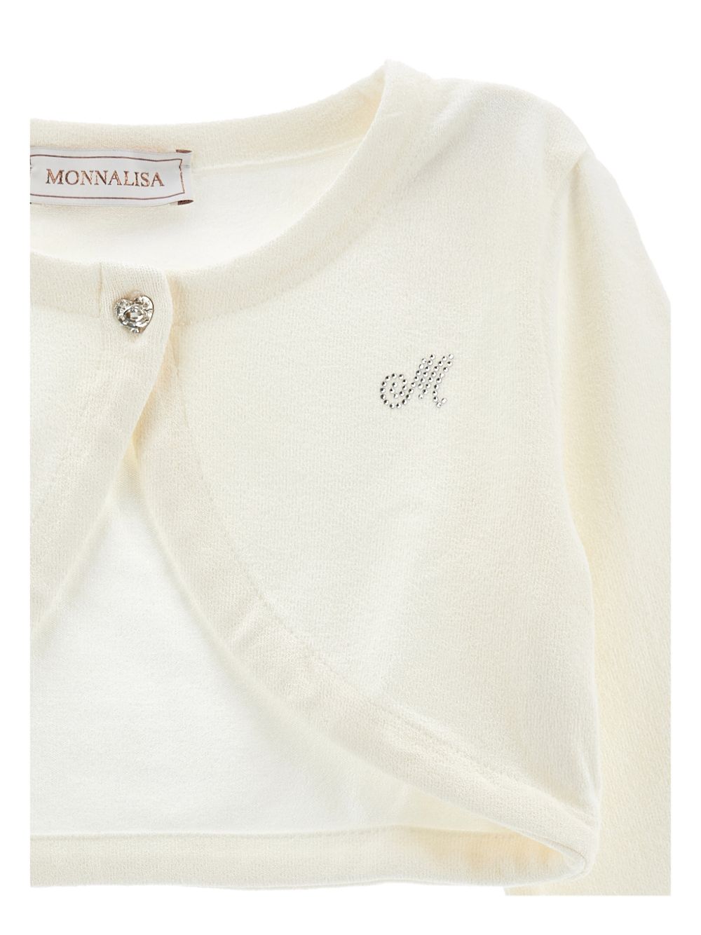 Cardigan panna con bottone gioiello 17G8027204 0001 MONNALISA KIDS