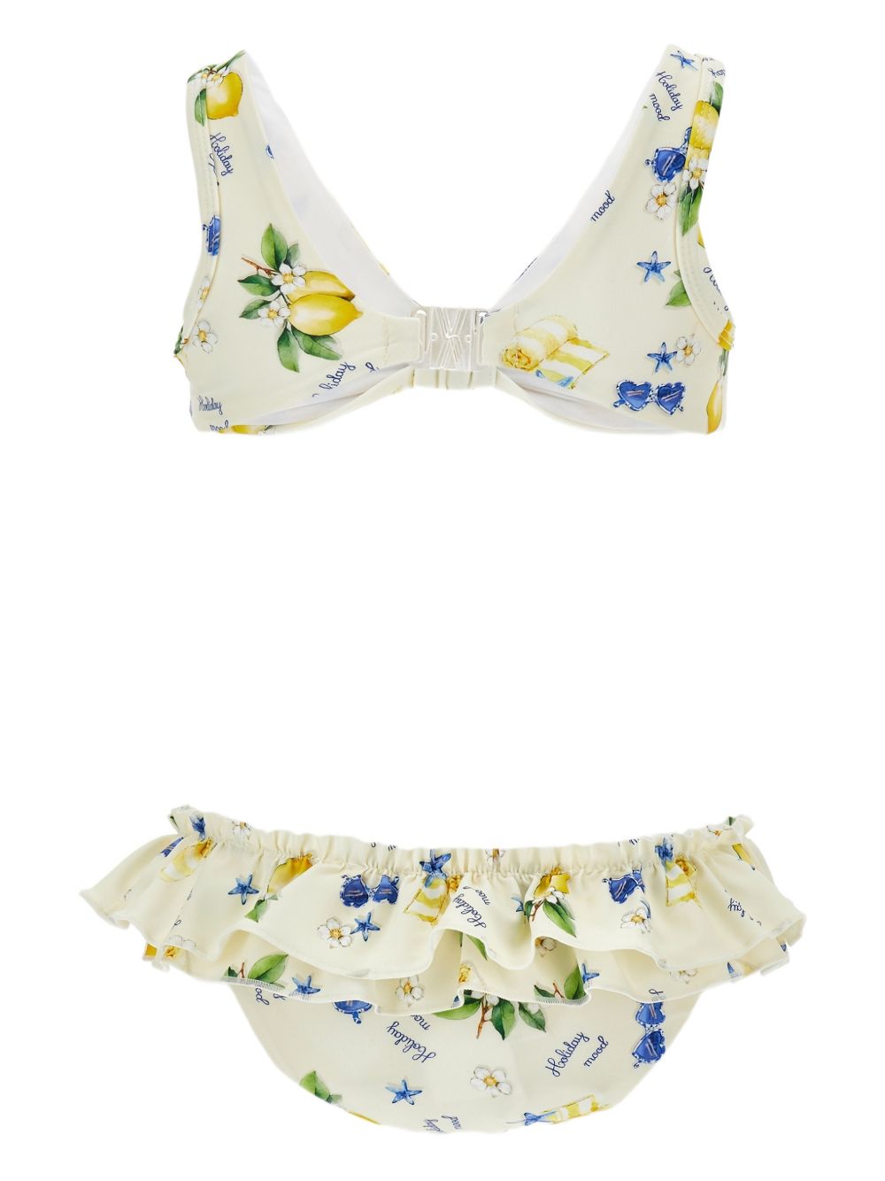 Bikini con stampa limoni e rouche 19G0067039 0014 MONNALISA KIDS