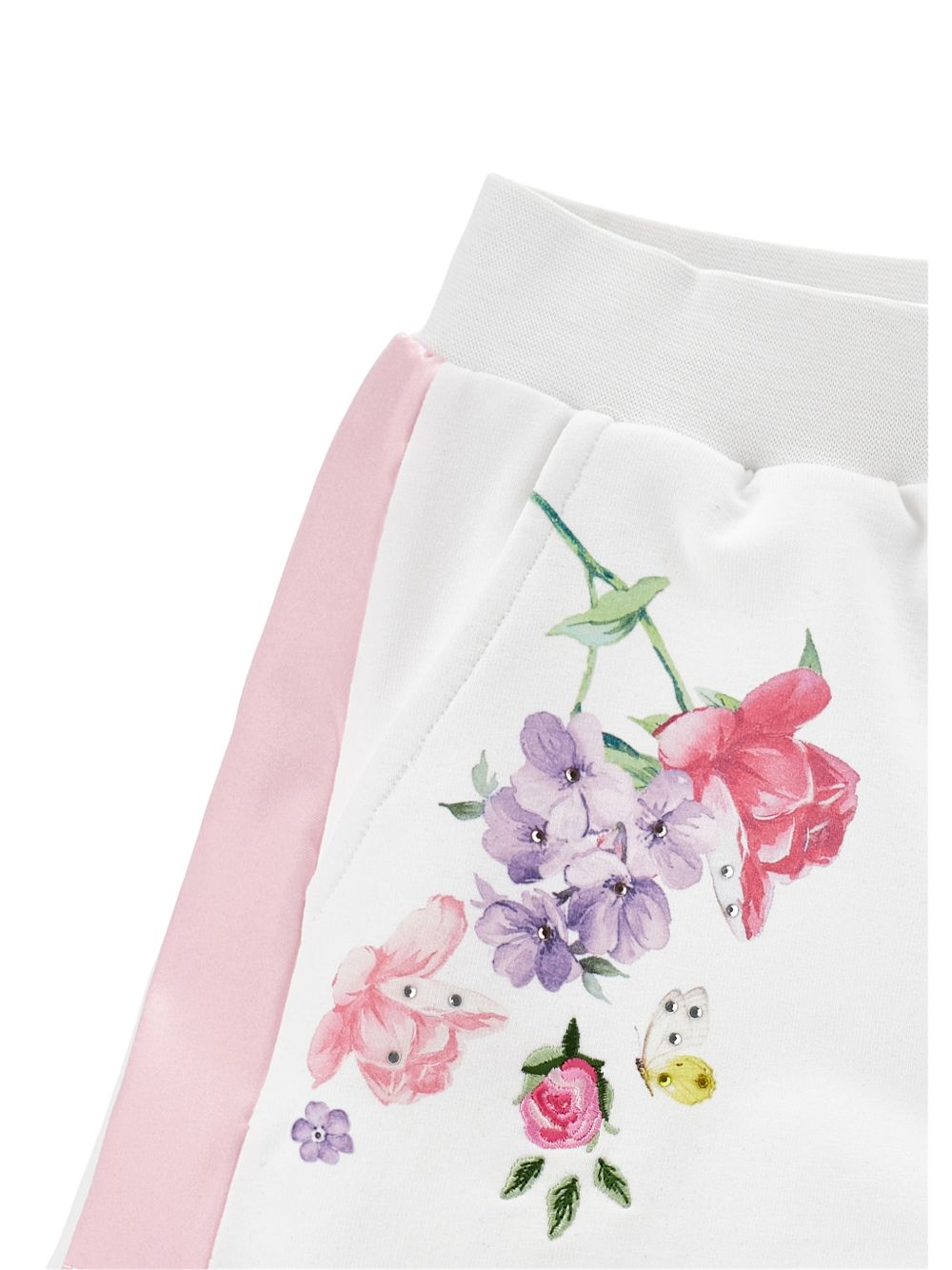 Shorts con stampa floreale e bande laterali 19G4037007 9990 MONNALISA KIDS