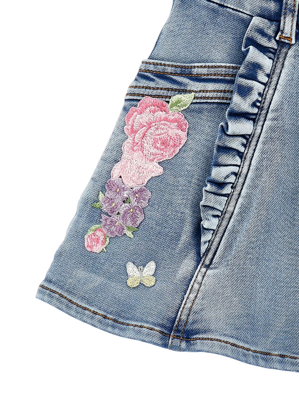 Gonna in denim con ricami floreali 19G7007015 055B MONNALISA KIDS