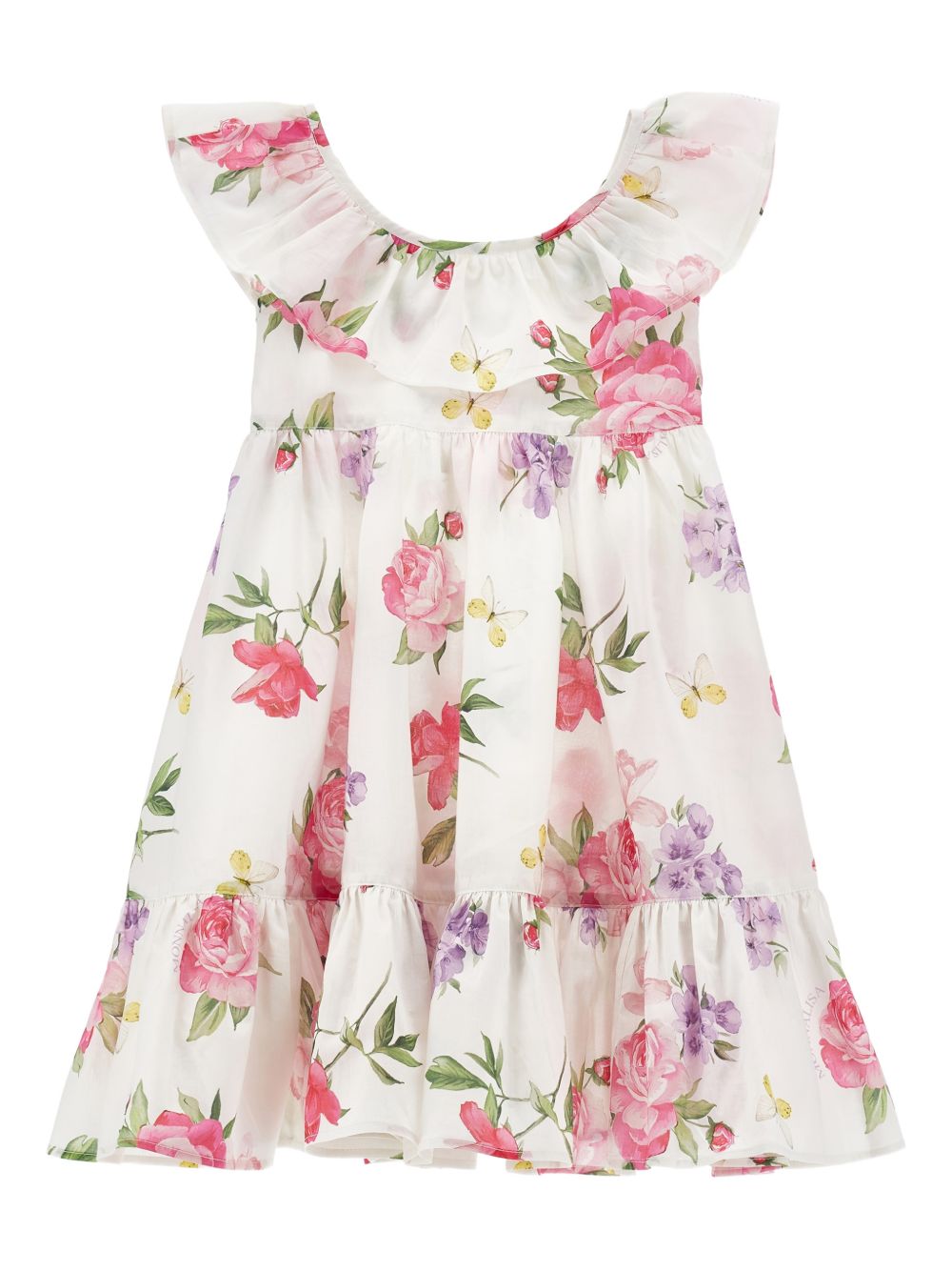 Abito a balze con stampa floreale 19G9027045 0099 MONNALISA KIDS
