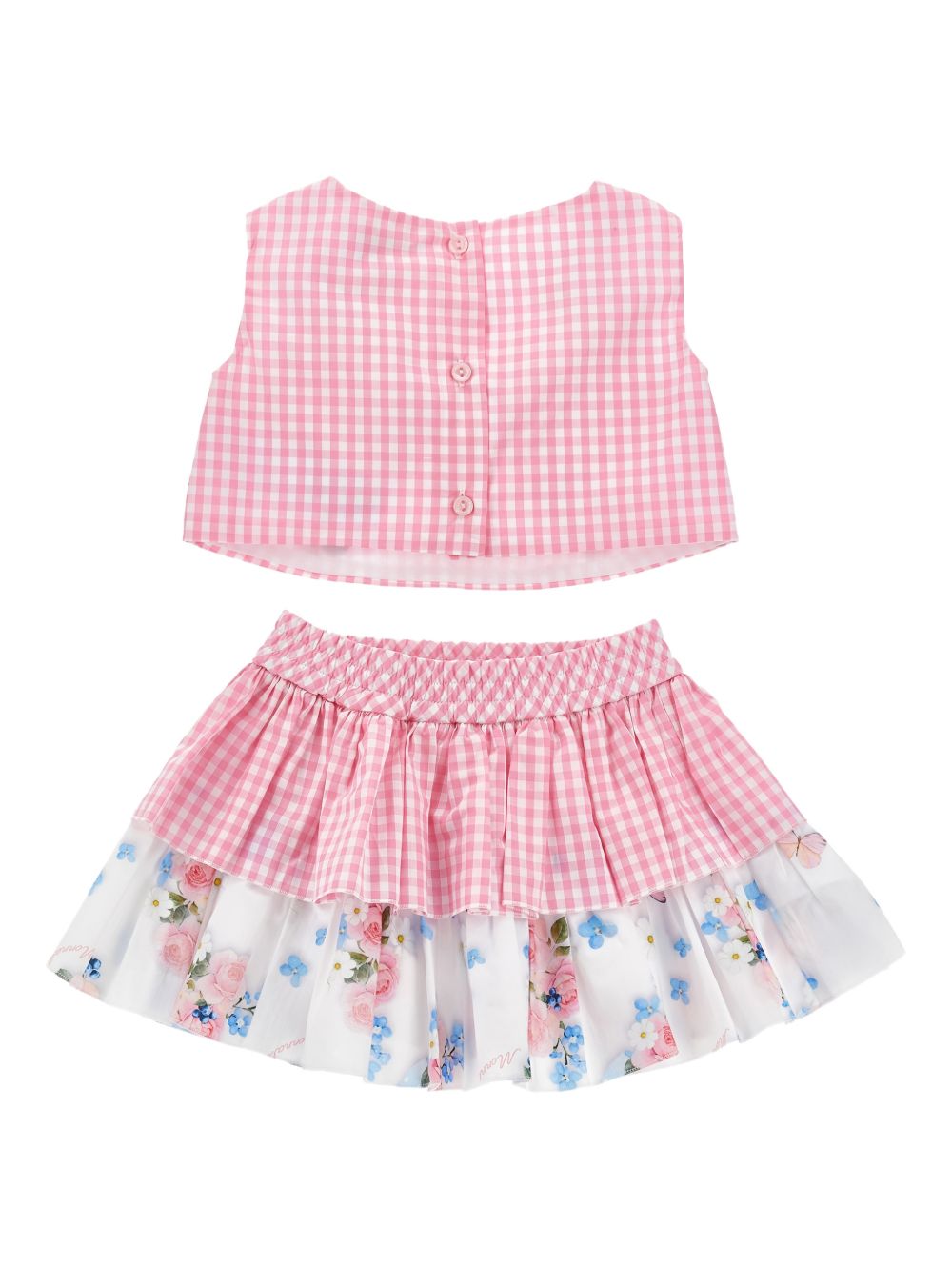 Completo vichy con fiocco 31G5027154 0093 MONNALISA KIDS