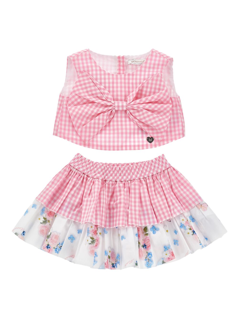 Completo vichy con fiocco 31G5027154 0093 MONNALISA KIDS