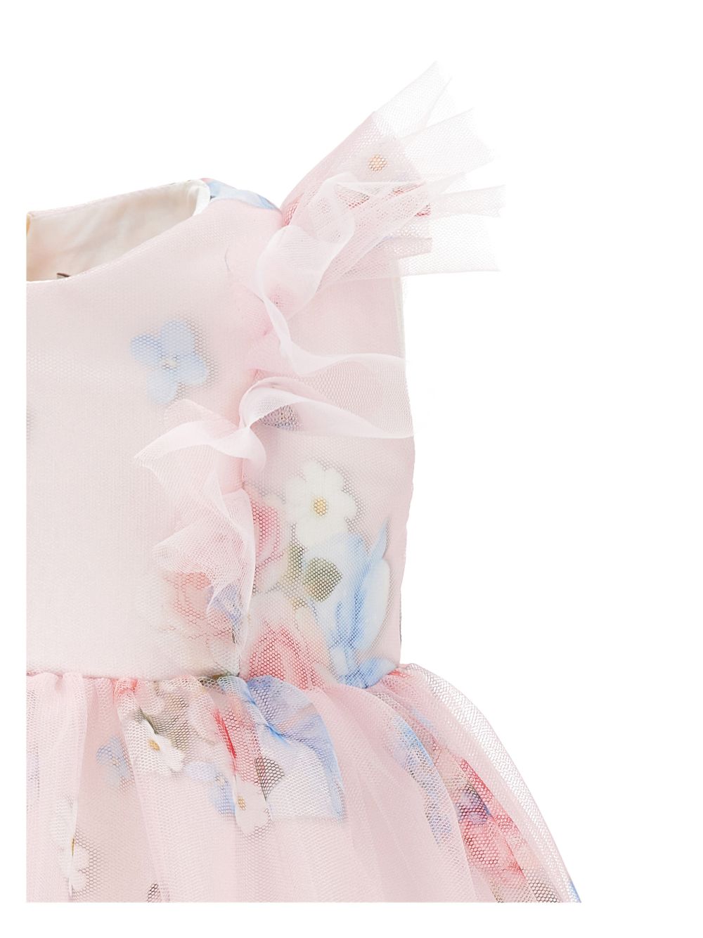 Abito in tulle con stampa floreale 31G9027655 0090 MONNALISA KIDS