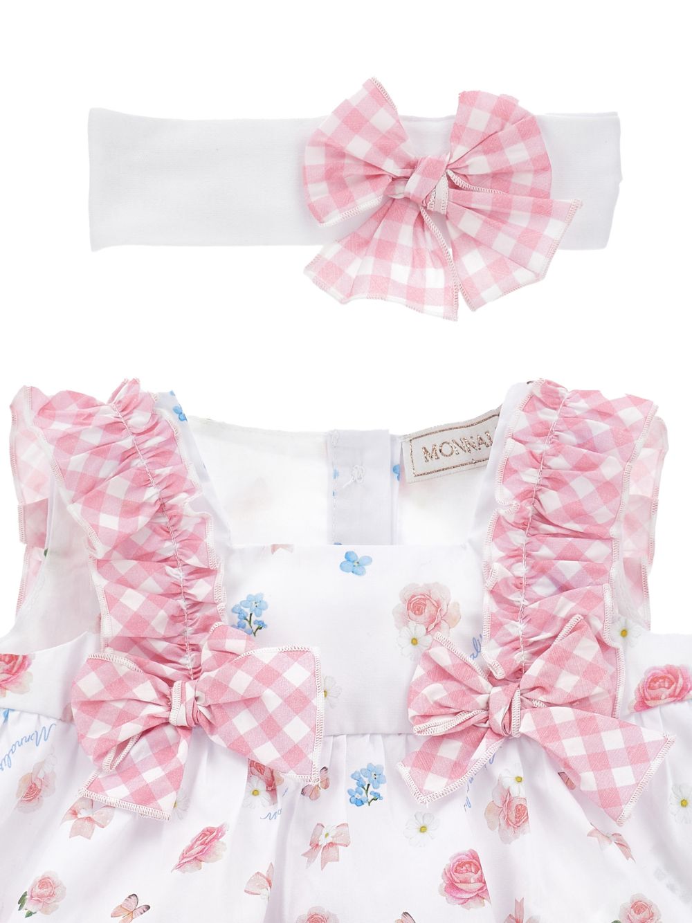 Abito con culotte a quadri vichy rosa 35G5067011 9990 MONNALISA KIDS