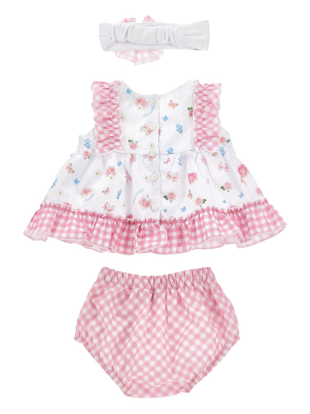 Abito con culotte a quadri vichy rosa 35G5067011 9990 MONNALISA KIDS