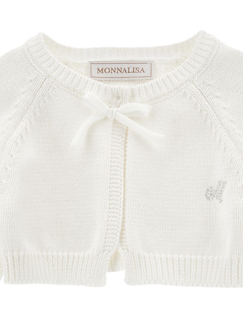Cardigan bianco con chiusura a fiocco 73G8007036 0001 MONNALISA KIDS