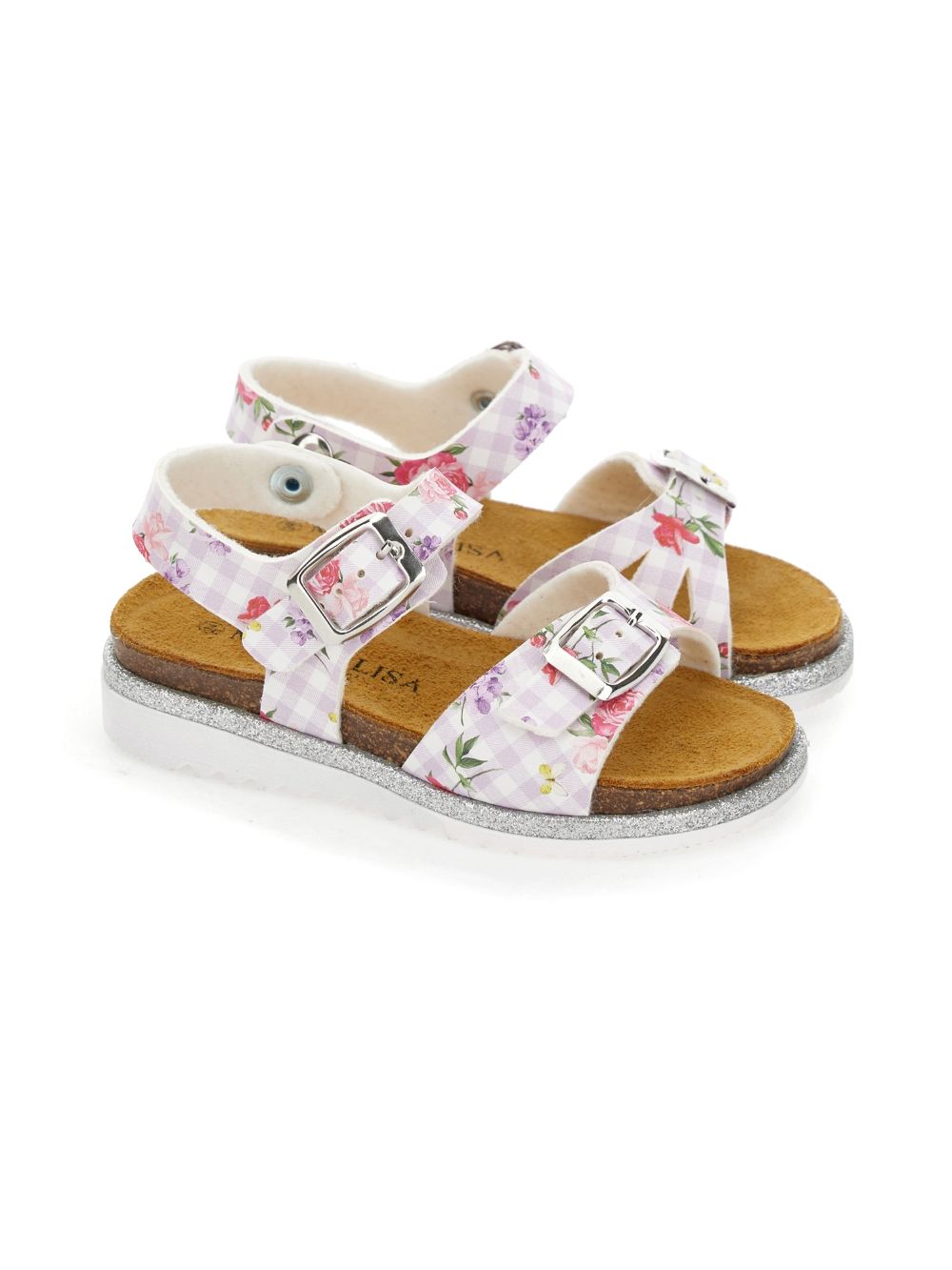 Sandali con fibbie e stampa floreale 8CG0137702 0065 MONNALISA KIDS