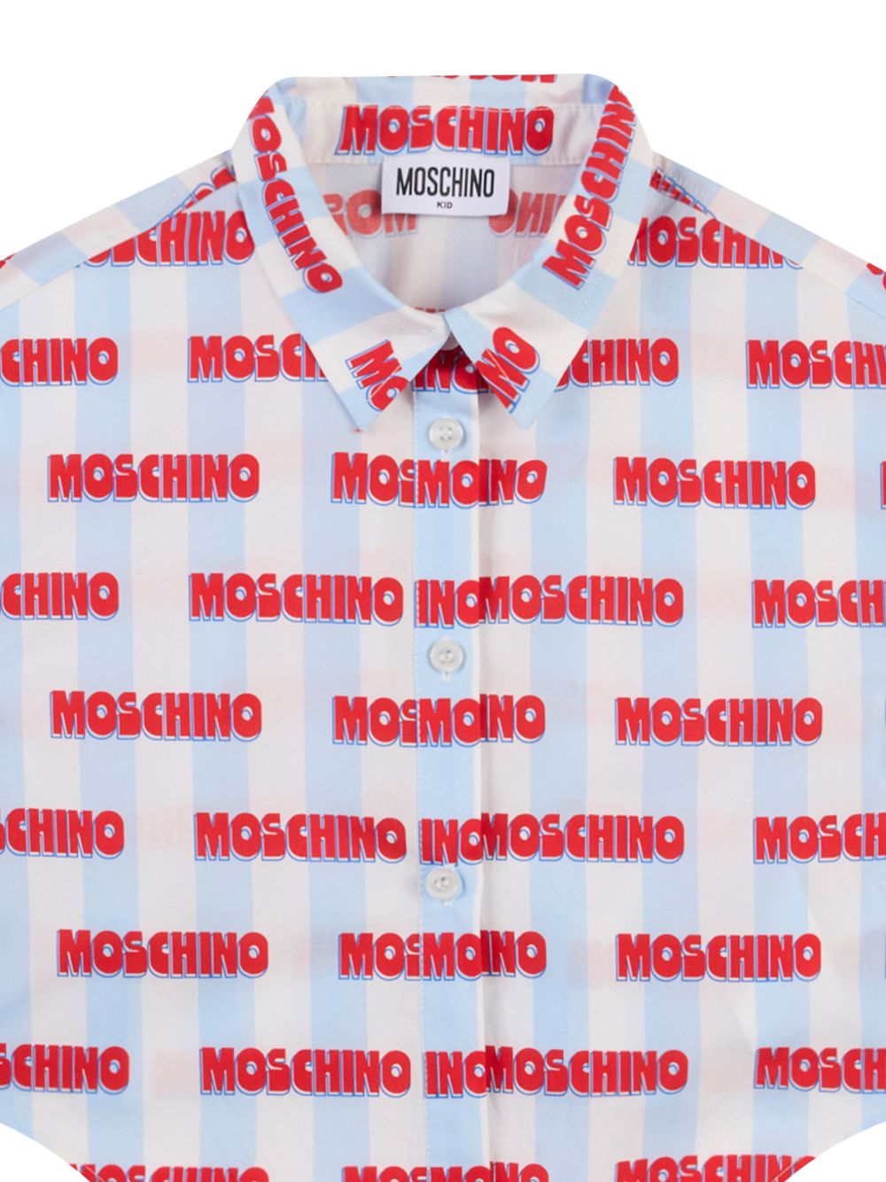 Body-camicia a righe con logo all-over HAC021LLB60 83678 MOSCHINO KIDS