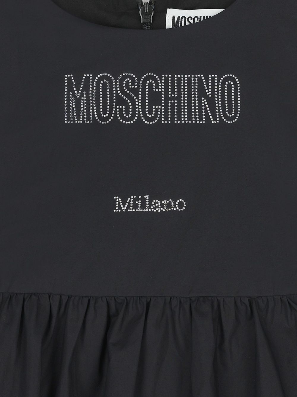 Abito con balze in popeline HAV0EVLLA10 60100 MOSCHINO KIDS