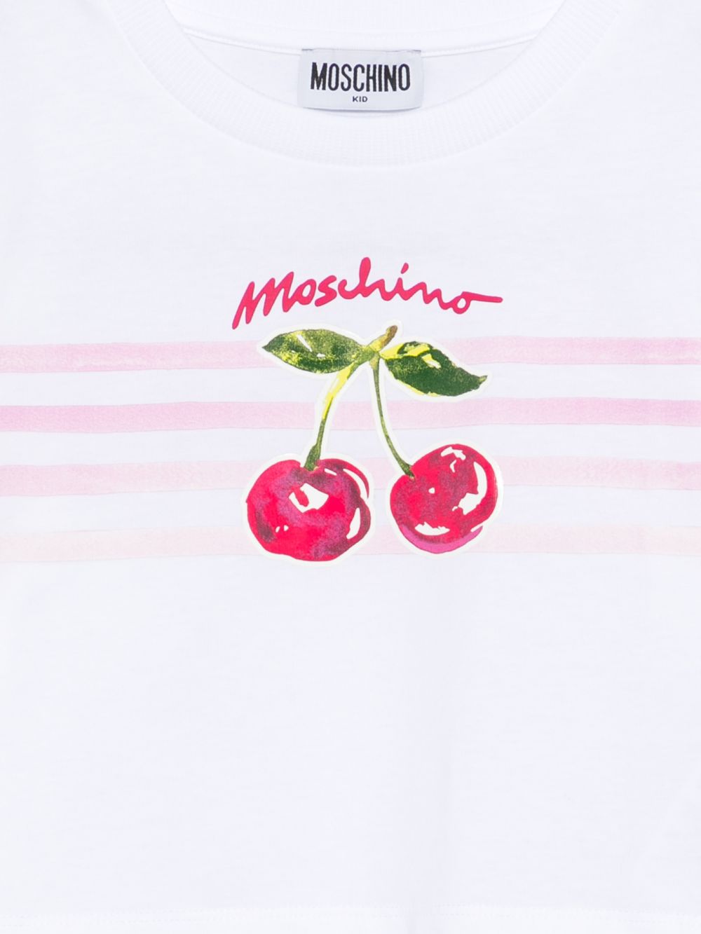 T-shirt con stampa ciliegie HDM06YLAA02 10101 MOSCHINO KIDS