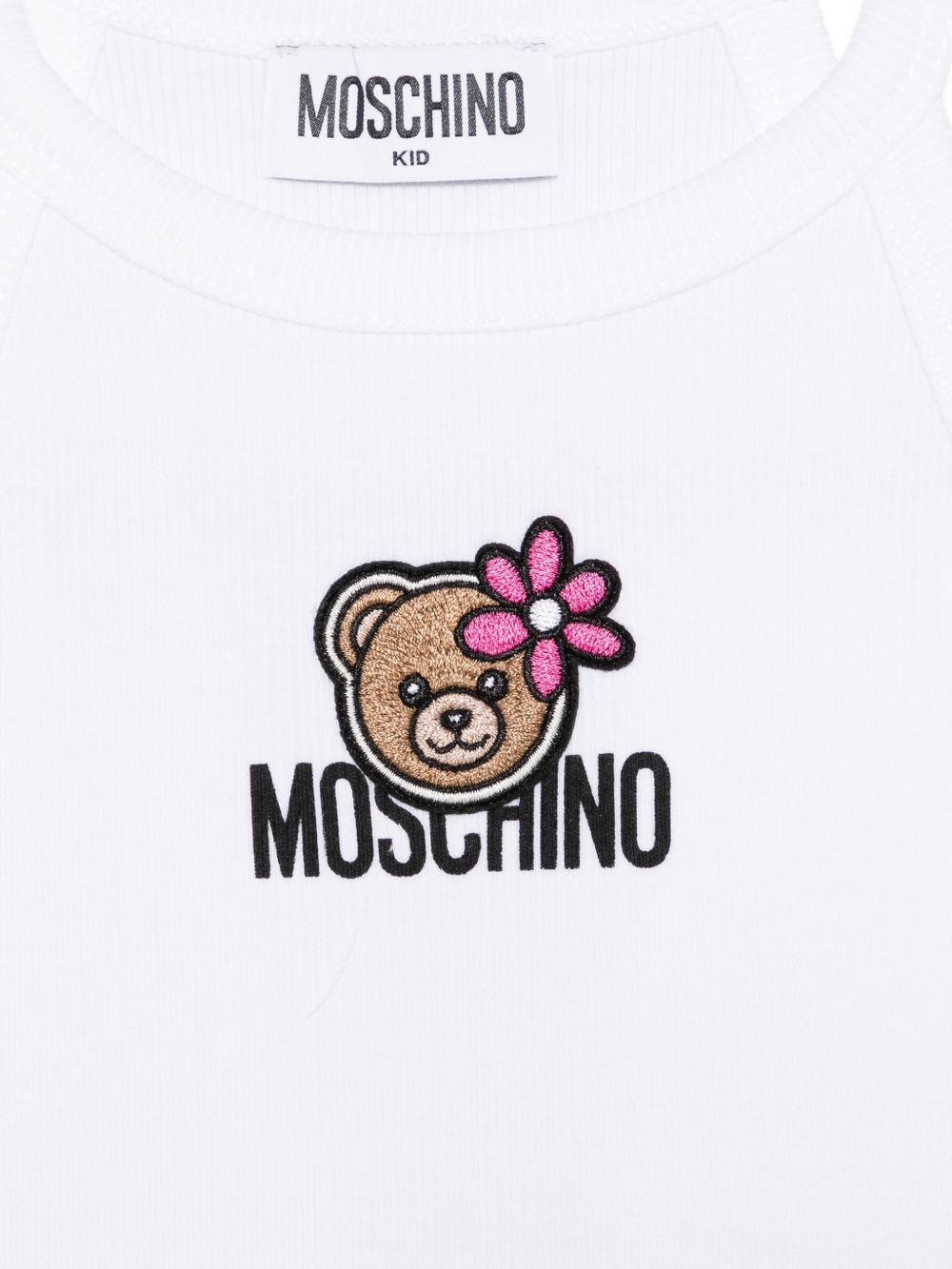 T-shirt con logo orsetto e fiore HDM06ZLBA39 10101 MOSCHINO KIDS