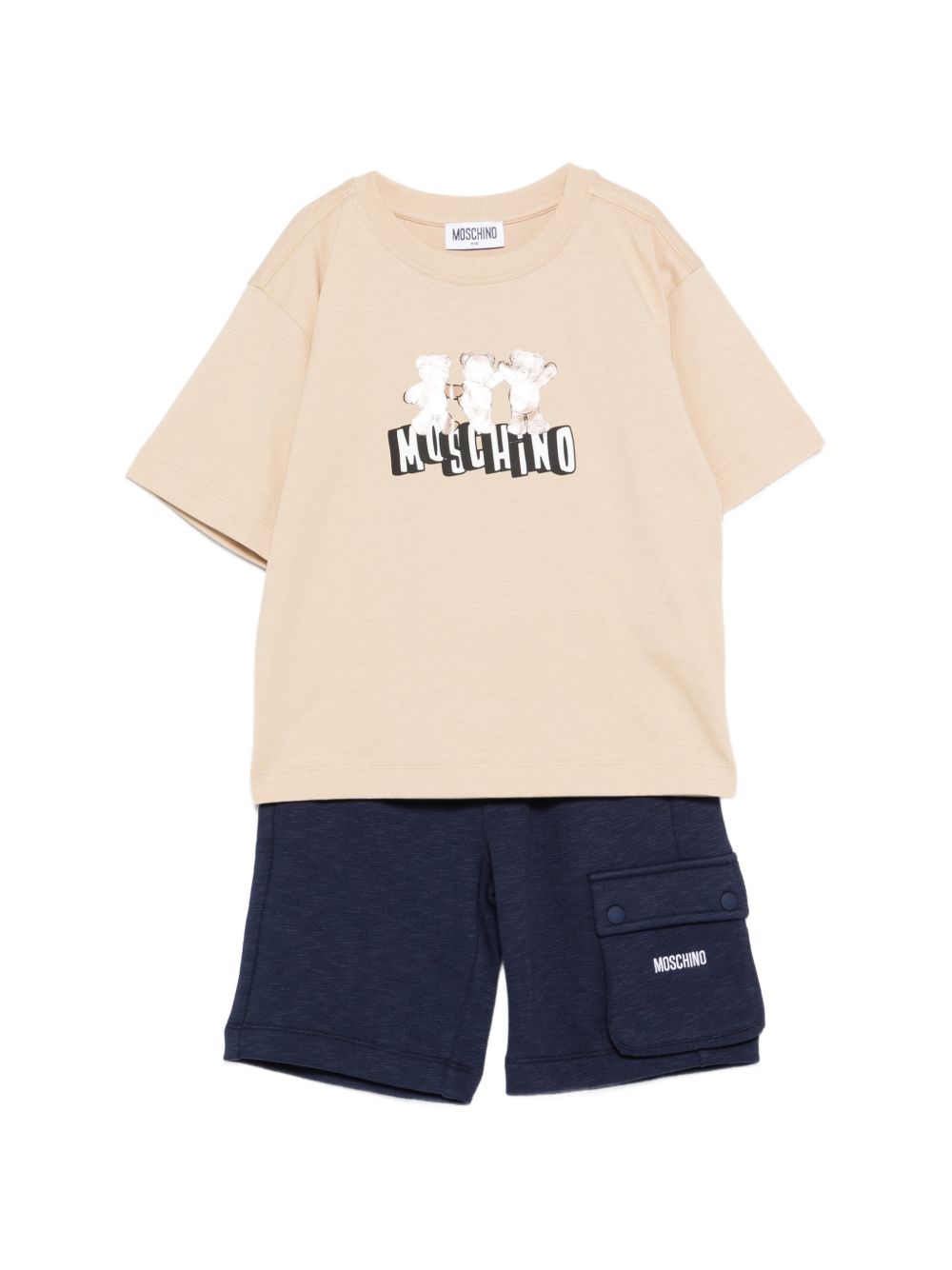 Completo t-shirt e shorts con logo HUG00WLCA88 83700 MOSCHINO KIDS