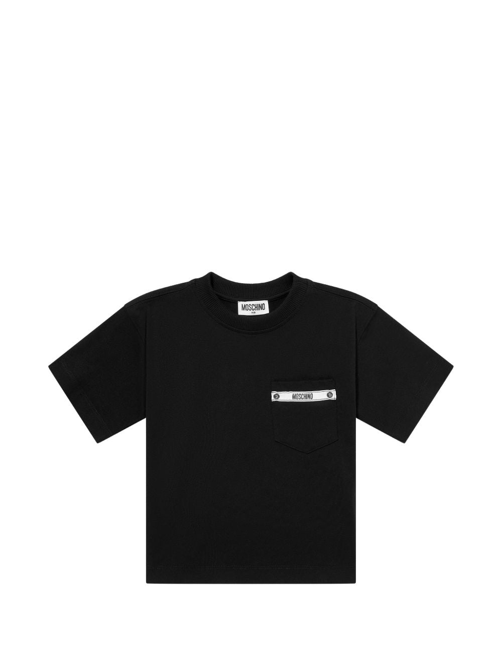 T-shirt in cotone con taschino HUM05MLAA01 60100 MOSCHINO KIDS