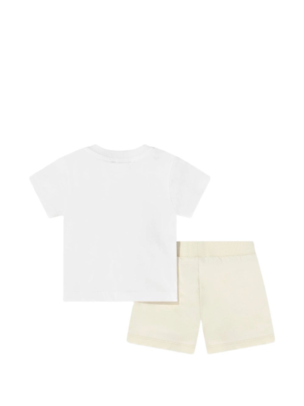 Completo t-shirt e shorts in cotone con patch logo M6G00MLAA03 84313 MOSCHINO KIDS