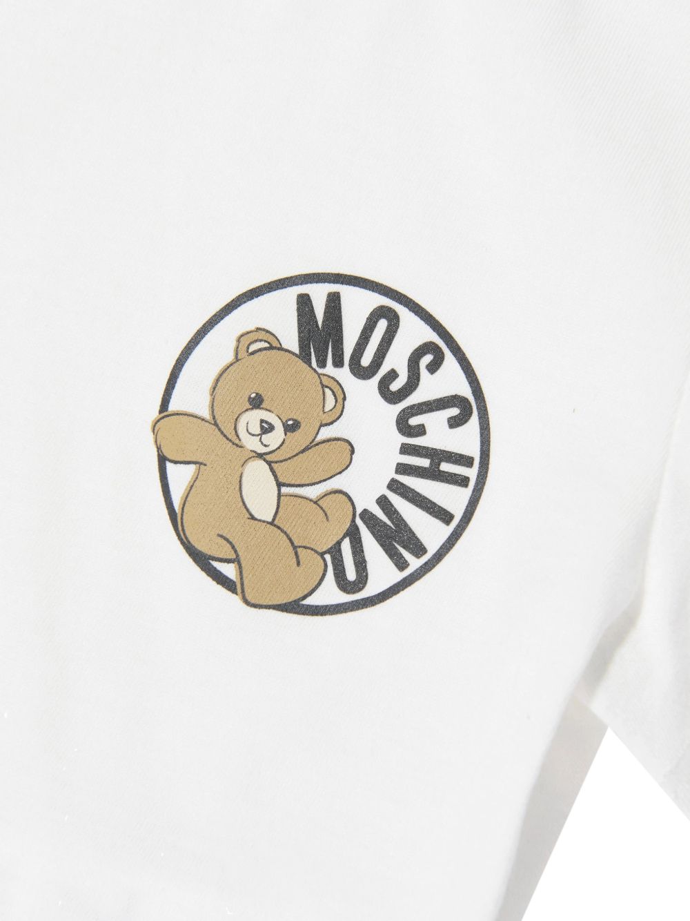 Completo t-shirt e shorts in cotone con patch logo M6G00MLAA03 84313 MOSCHINO KIDS