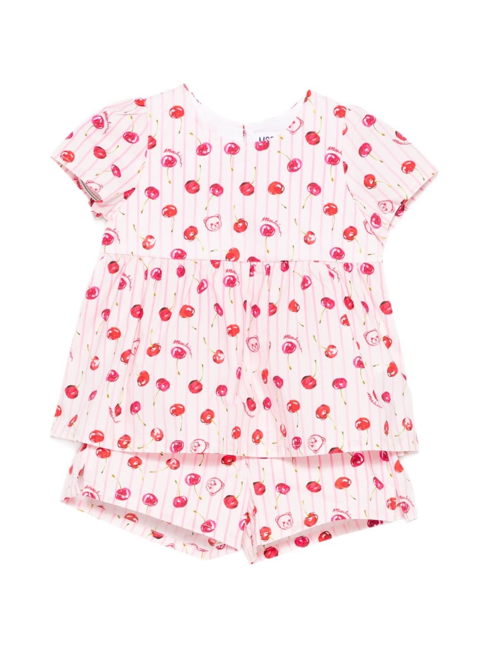 Completo pigiama con stampa ciliegie MDG01PLLB66 83658 MOSCHINO KIDS