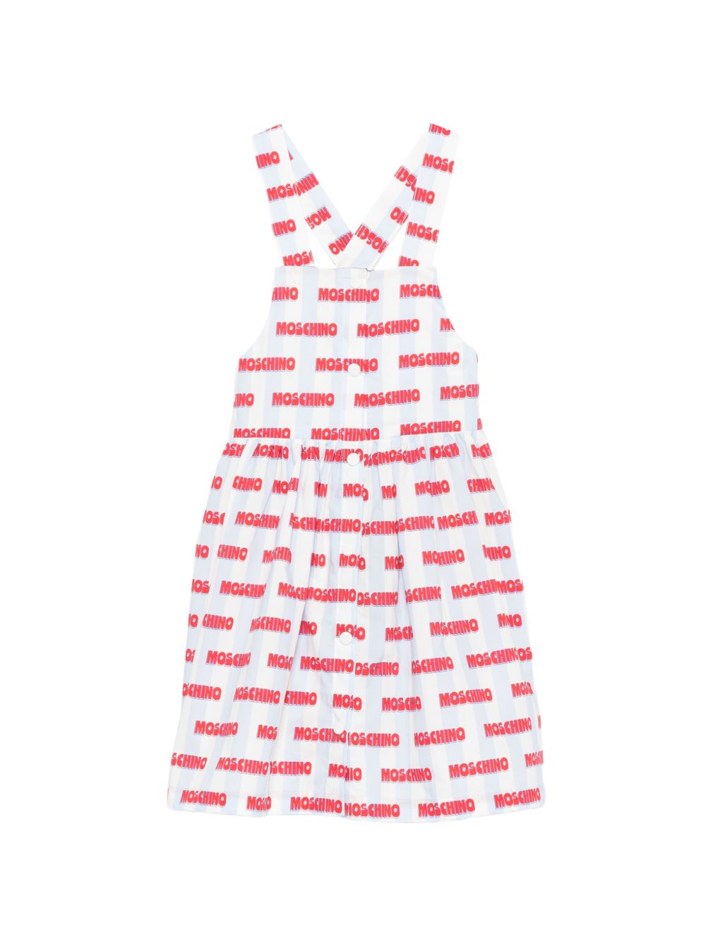 Abito in cotone a bretelle incrociate MDV0DDLLB59 83678 MOSCHINO KIDS