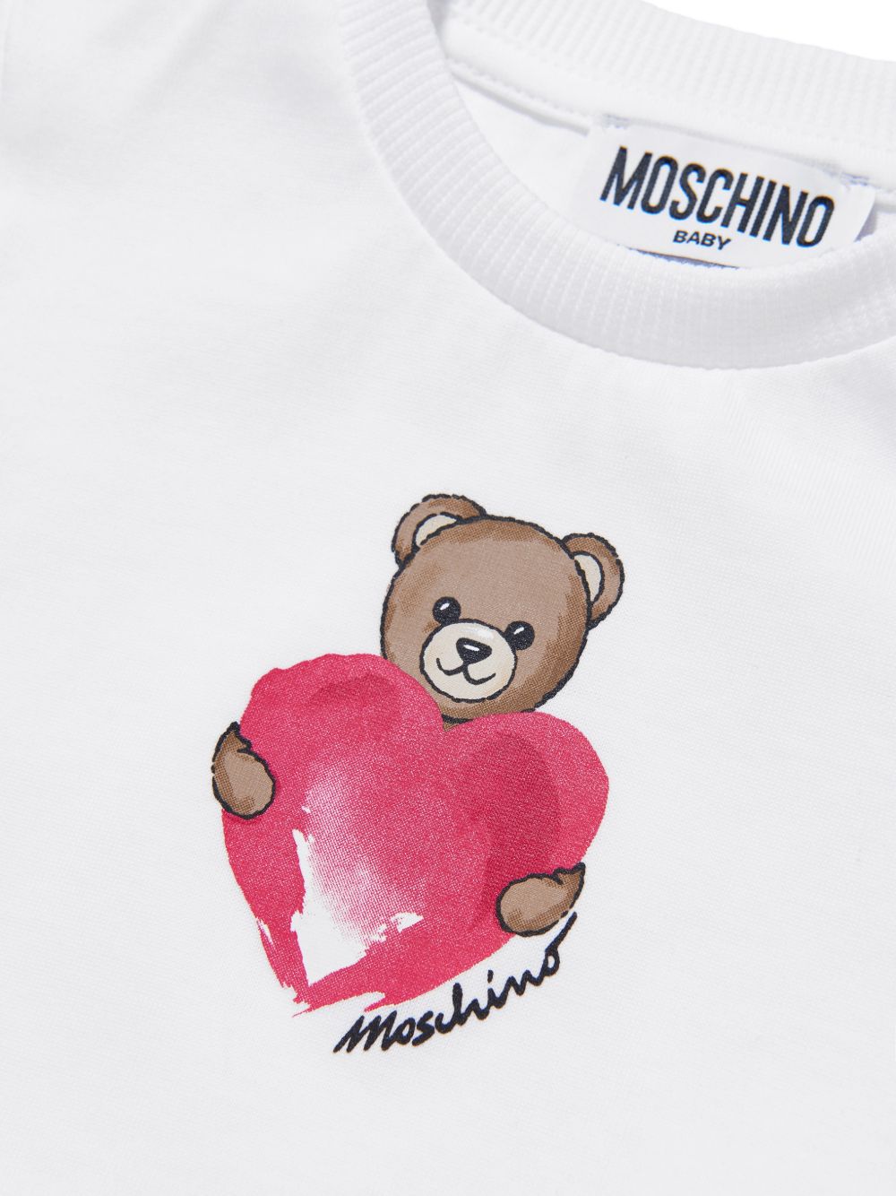 Abito con balza e stampa orsetto MDV0DJLAA02 10101 MOSCHINO KIDS