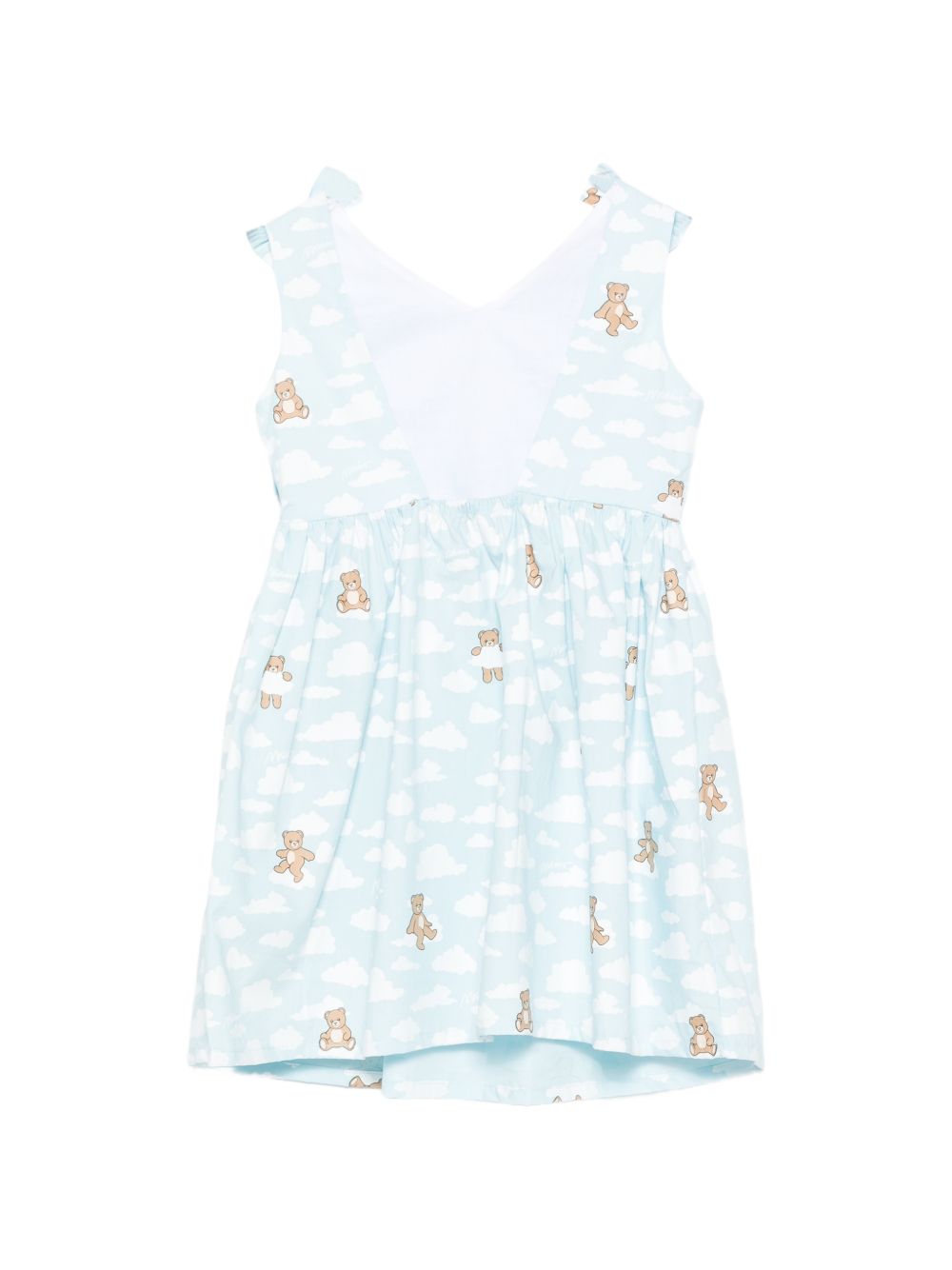Abito in cotone con spalline a fiocco MDV0DNLLB61 83679 MOSCHINO KIDS