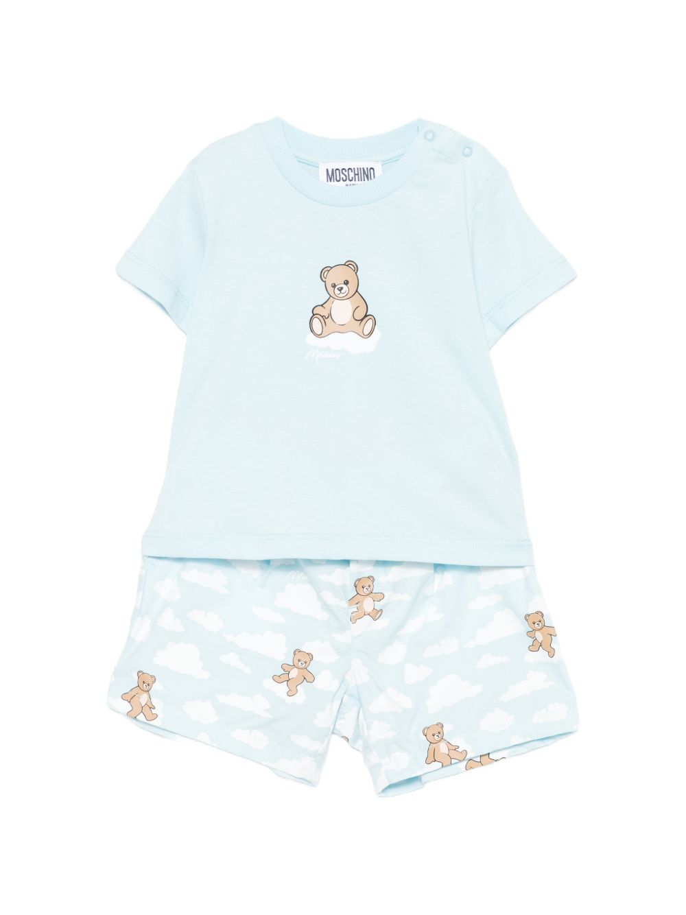 Set t-shirt e shorts con stampa orsacchiotto MUG01QLLB61 83679 MOSCHINO KIDS