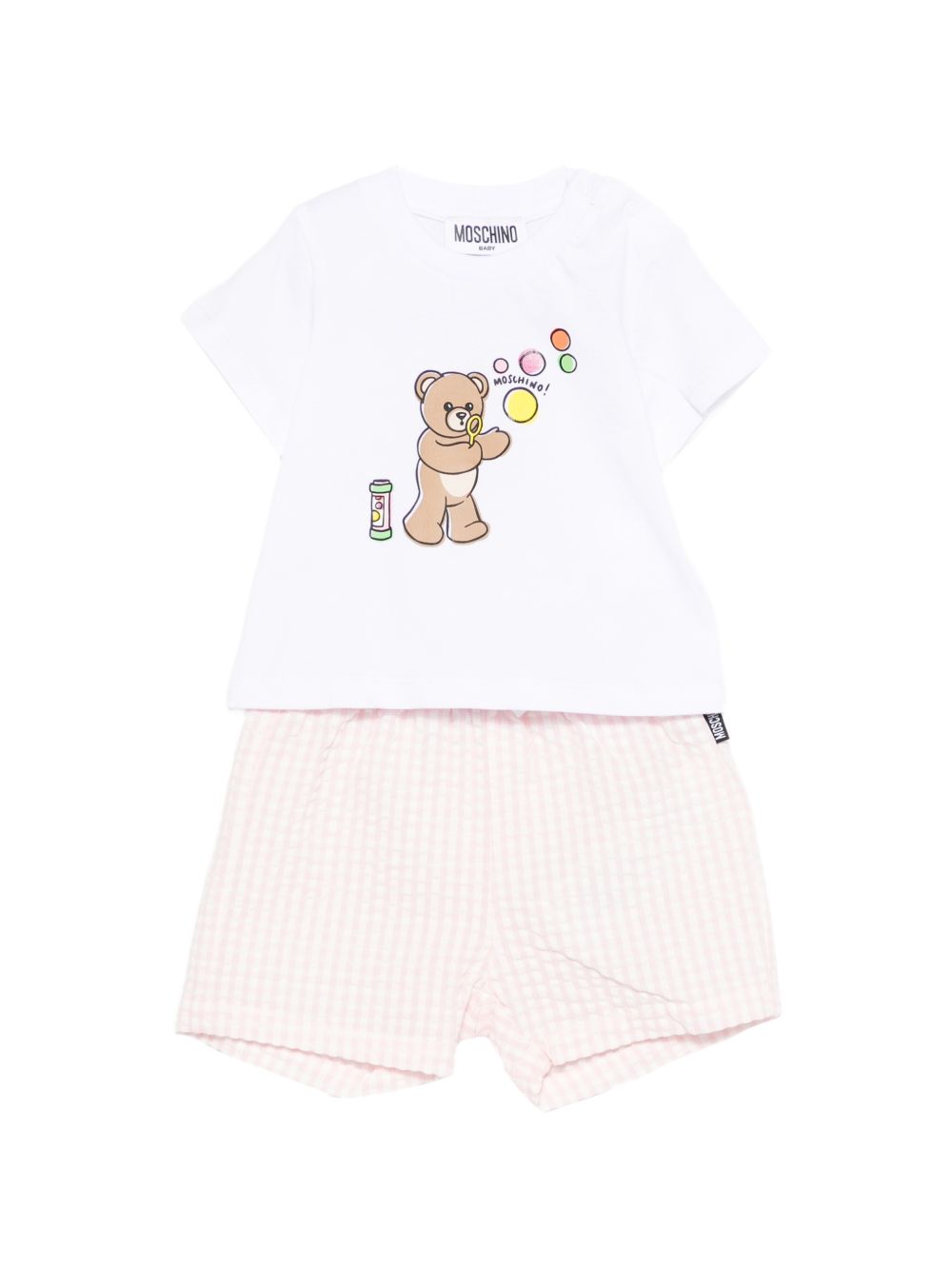 Completo t-shirt e shorts in cotone MUG01SLZE10 82543 MOSCHINO KIDS