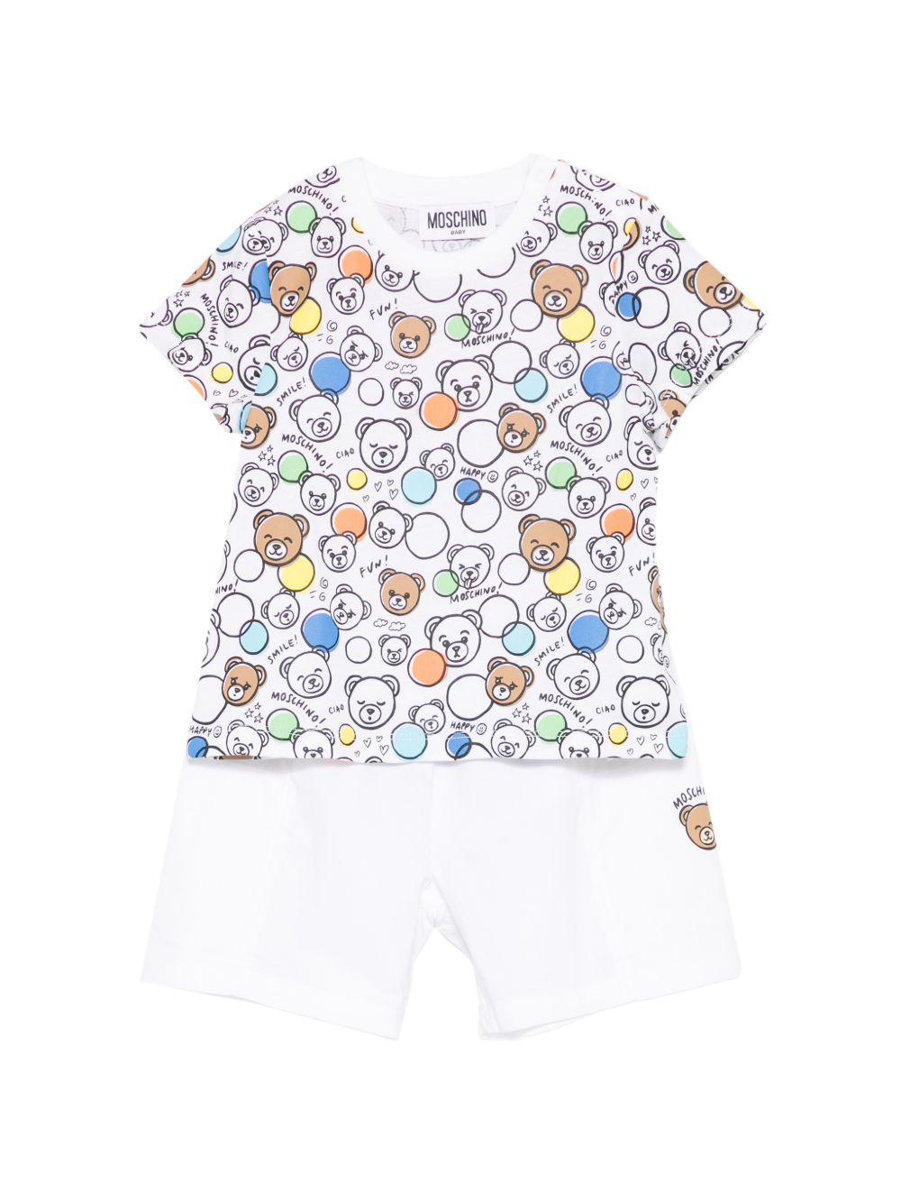 T-shirt con stampa orsetti colorati MUG01VLLA15 83680 MOSCHINO KIDS