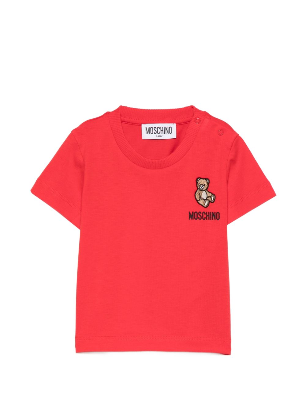 T-shirt con logo ricamato MUM04TLAA02 50109 MOSCHINO KIDS