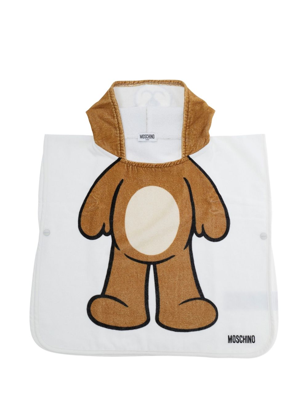 Accappatoio con cappuccio e stampa orso MUX05OLGA24 10101 MOSCHINO KIDS