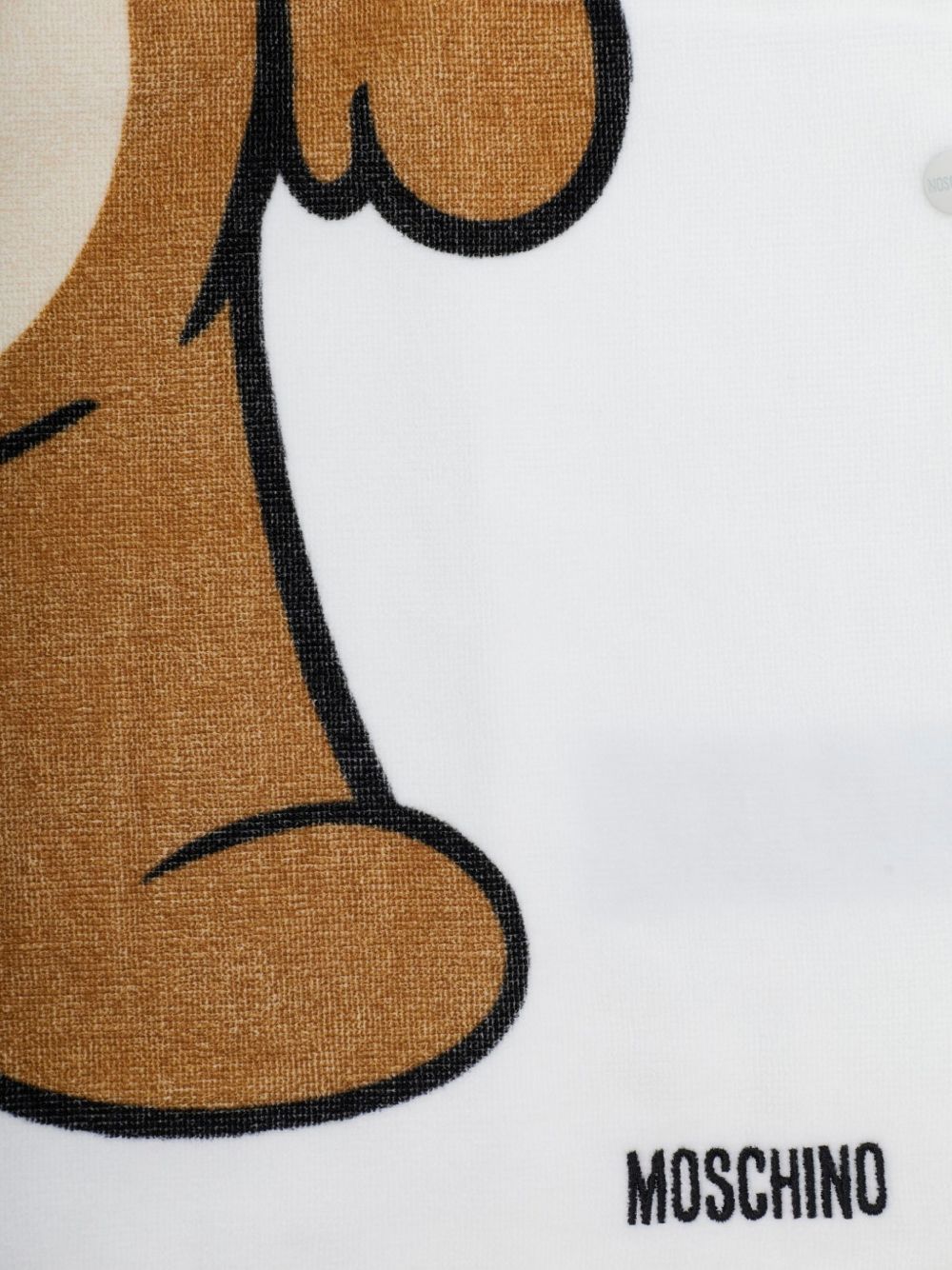 Accappatoio con cappuccio e stampa orso MUX05OLGA24 10101 MOSCHINO KIDS