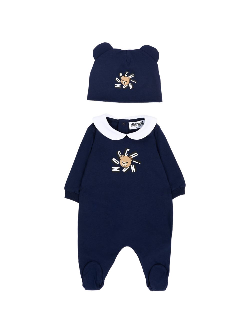 Tutina in cotone con cappellino MUY094LAA02# 40016 MOSCHINO KIDS