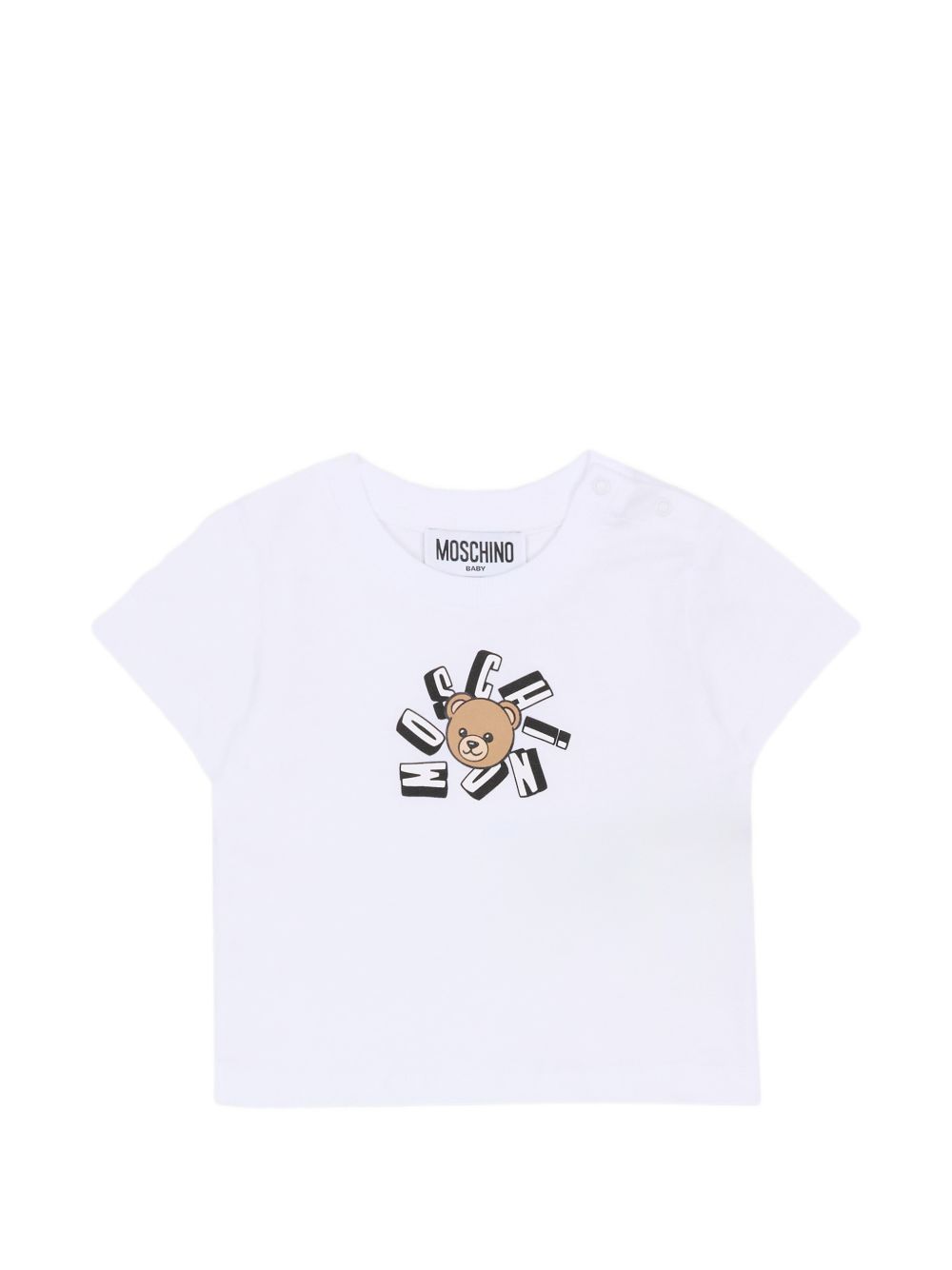 T-shirt bianca con stampa orsetto MXM047LAA02 10101 MOSCHINO KIDS