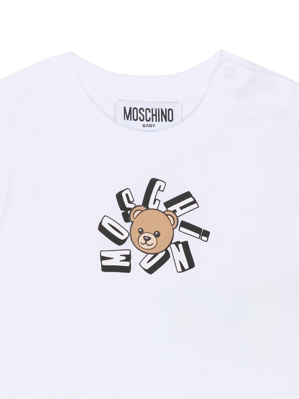 T-shirt bianca con stampa orsetto MXM047LAA02 10101 MOSCHINO KIDS