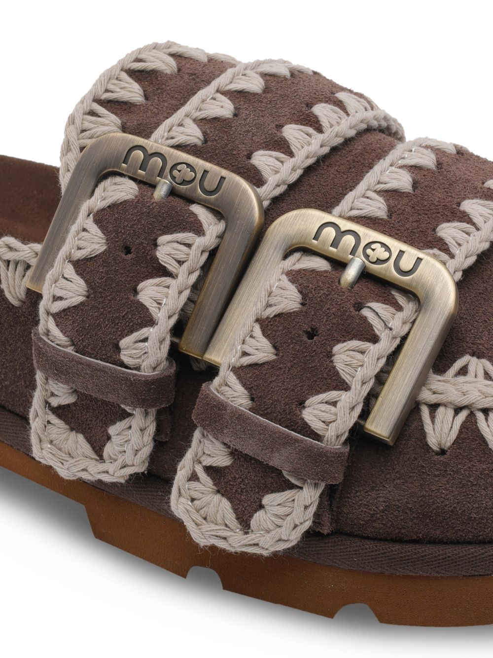 Mules con doppia fibbia e dettagli intrecciati MUSW631003A DPBRO MOU