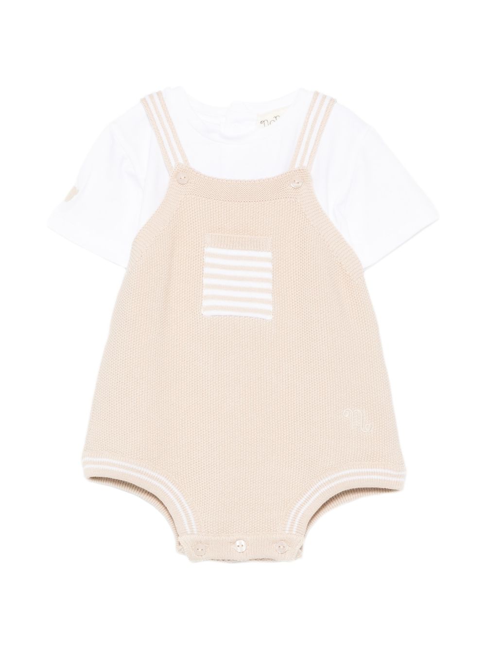 Body in cotone biologico con spalline multiple E26004 BEIGE NANAN KIDS