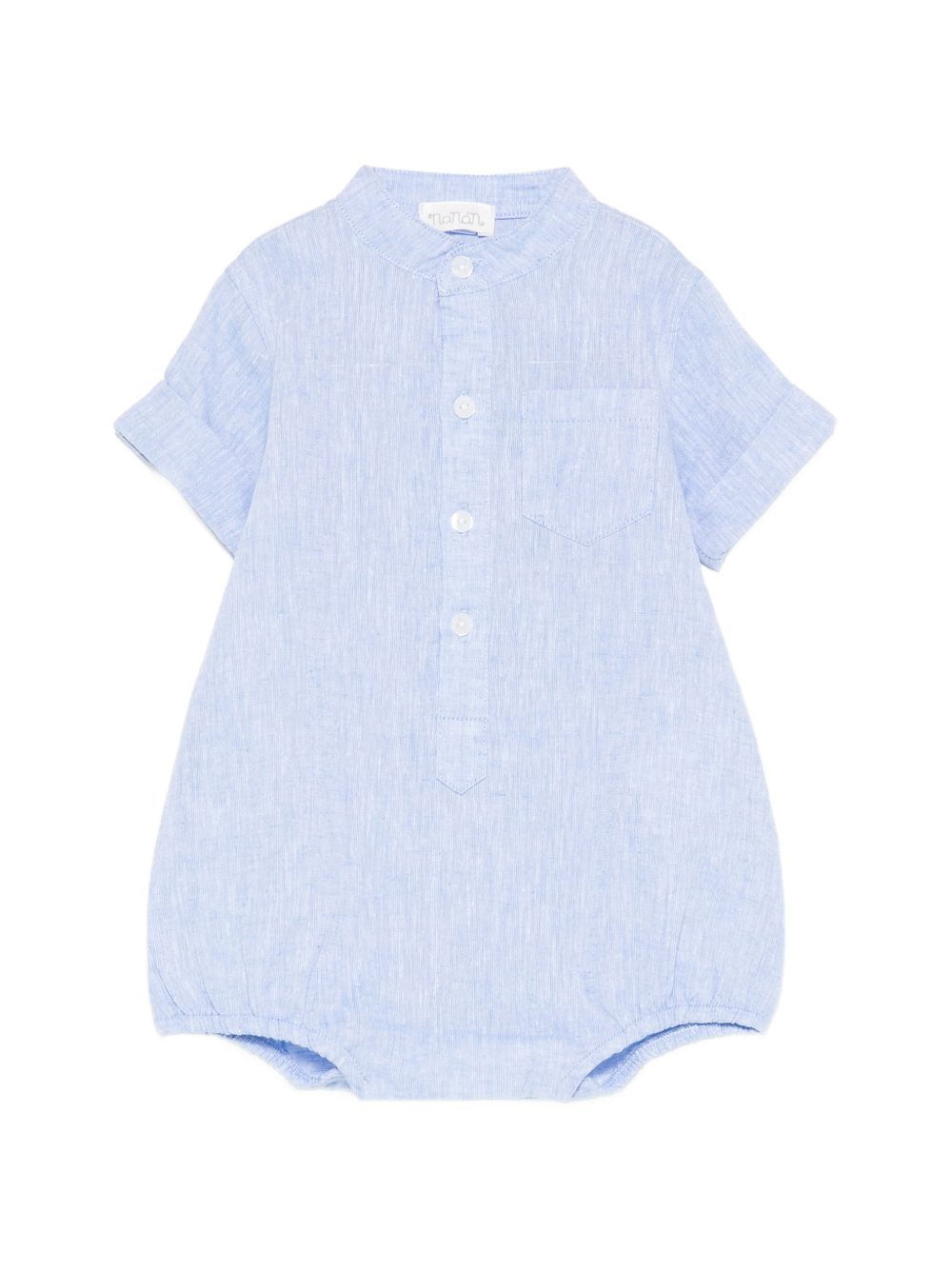 Pagliaccetto in lino e cotone con maniche corte E26172 AZZURRO NANAN KIDS