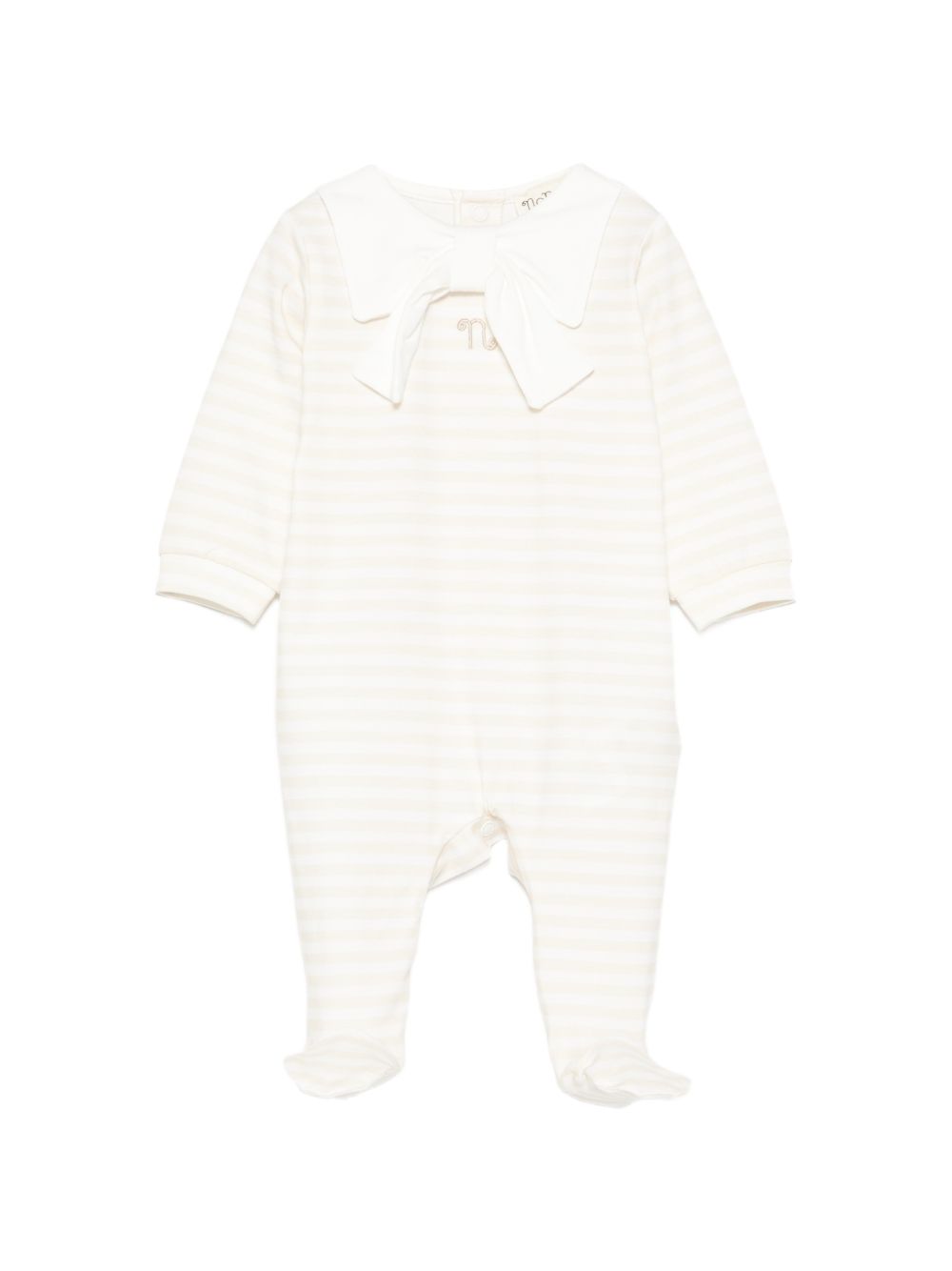 Tutina rigata con fiocco in cotone E26400 BEIGE NANAN KIDS