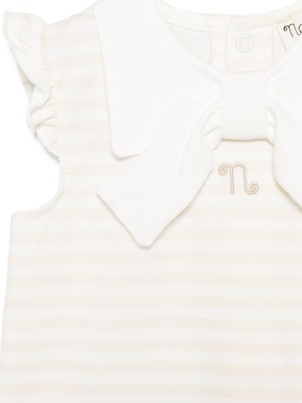 Tutina a righe in cotone con fiocco E26403 BEIGE NANAN KIDS