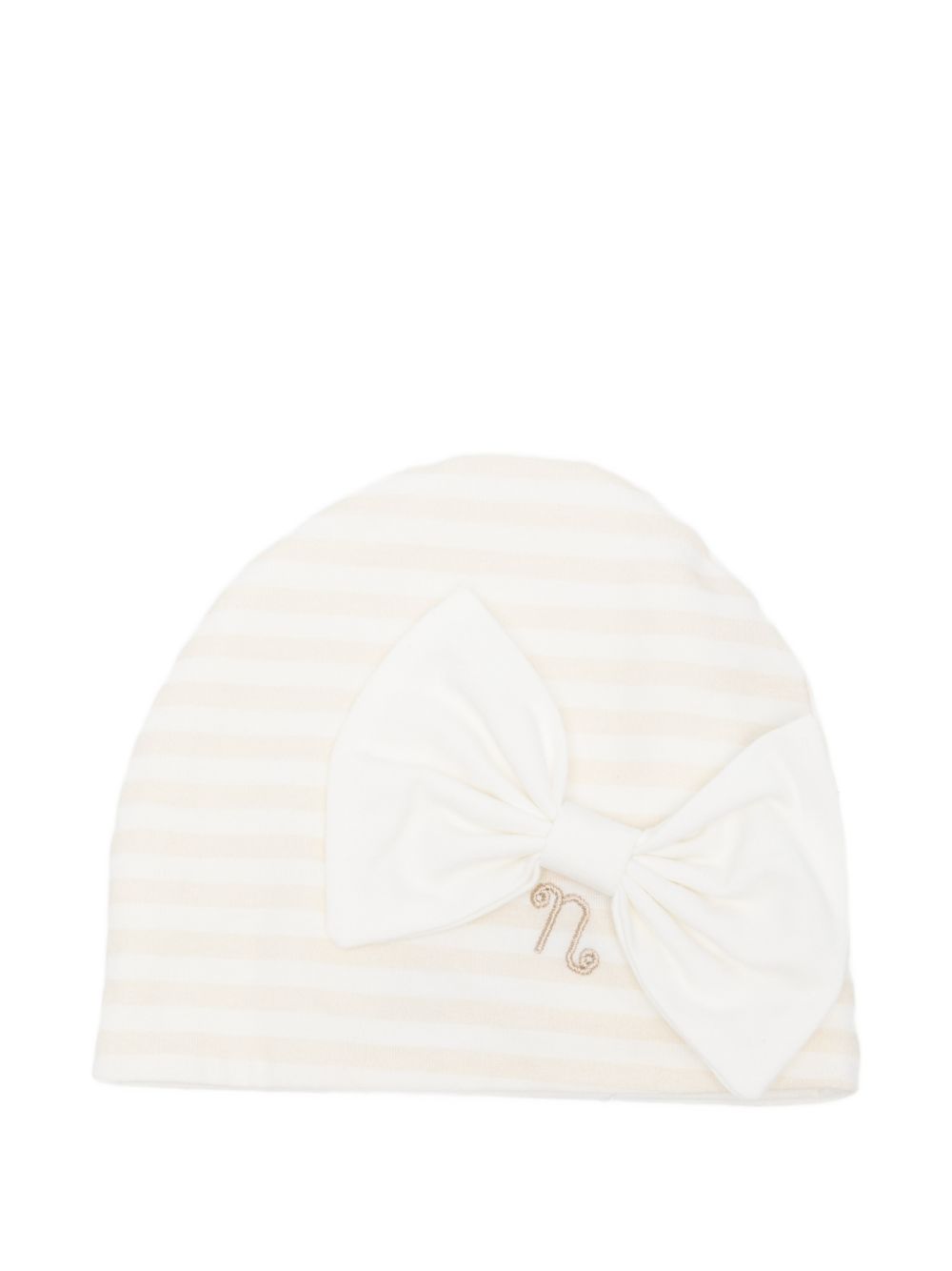 Cappello in cotone a righe con fiocco E26405 BEIGE NANAN KIDS