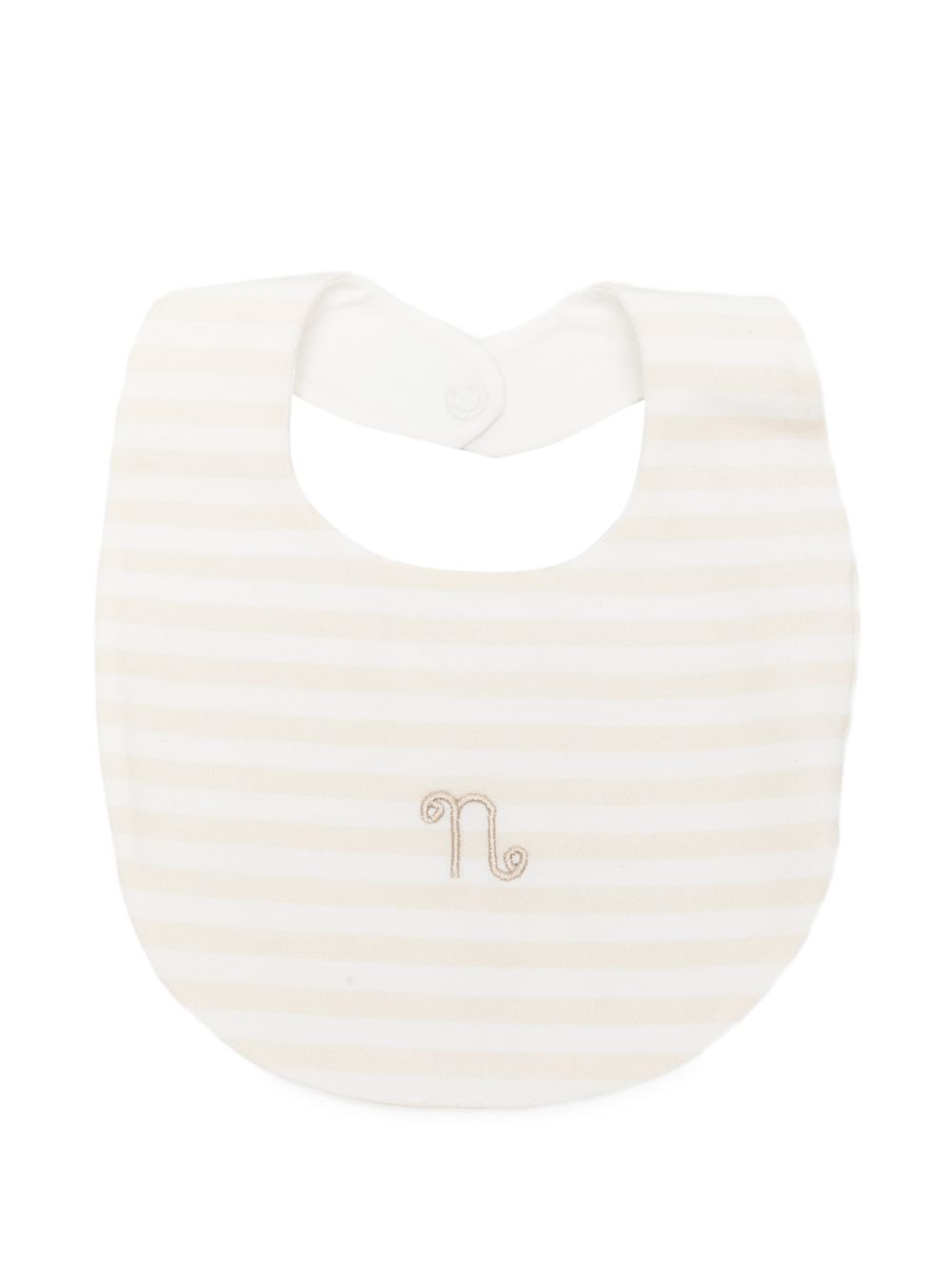 Bavaglino a righe in cotone con chiusura a bottoni E26406 BEIGE NANAN KIDS